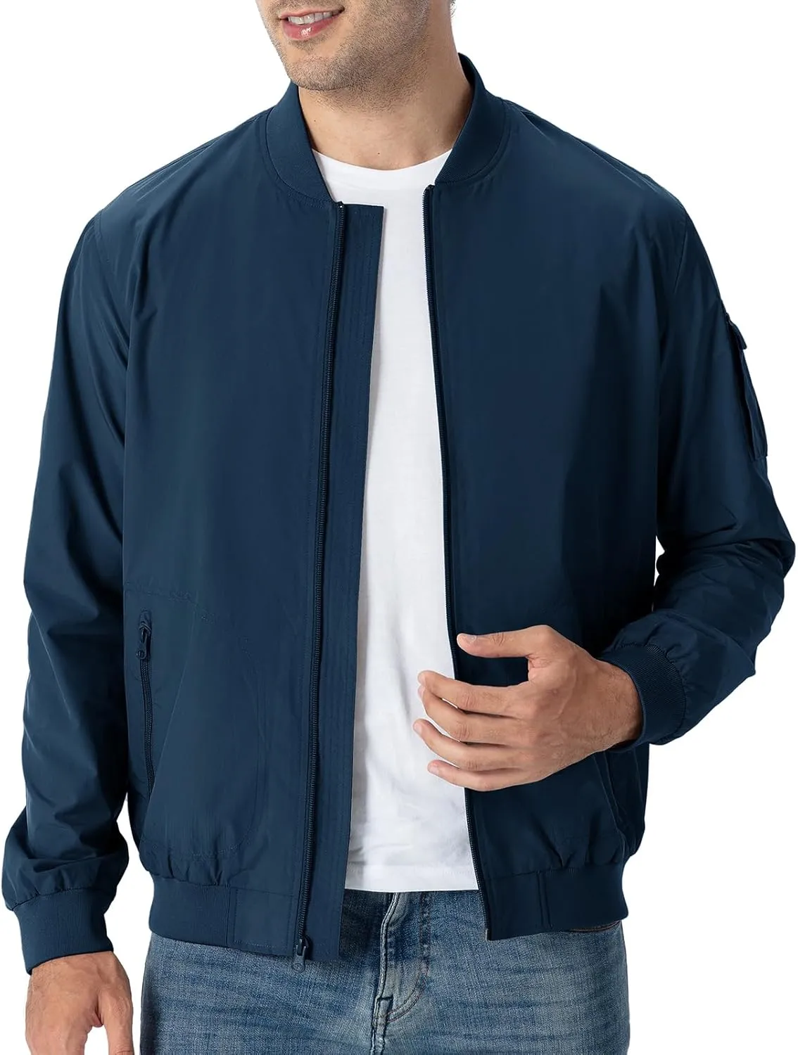 TBMPOY Men's Lightweight Bomber Jackets Light Track Jackets Casual Summer Windbreaker Outdoor Golf Fashion Coat for Men