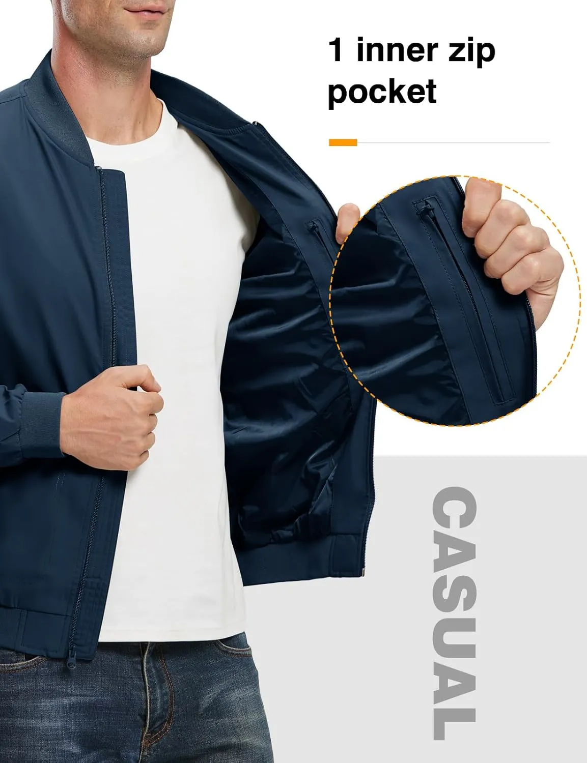 TBMPOY Men's Lightweight Bomber Jackets Light Track Jackets Casual Summer Windbreaker Outdoor Golf Fashion Coat for Men