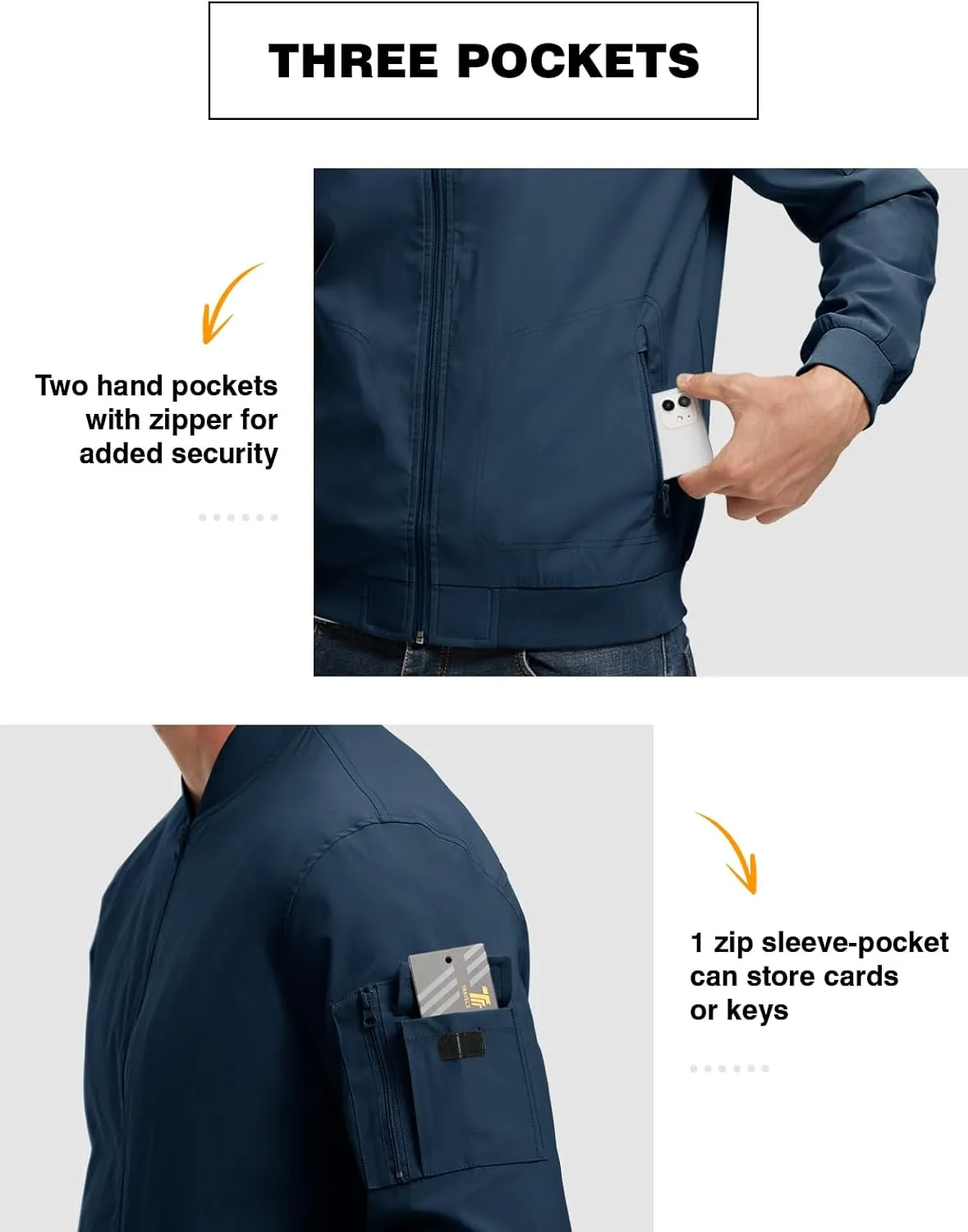 TBMPOY Men's Lightweight Bomber Jackets Light Track Jackets Casual Summer Windbreaker Outdoor Golf Fashion Coat for Men