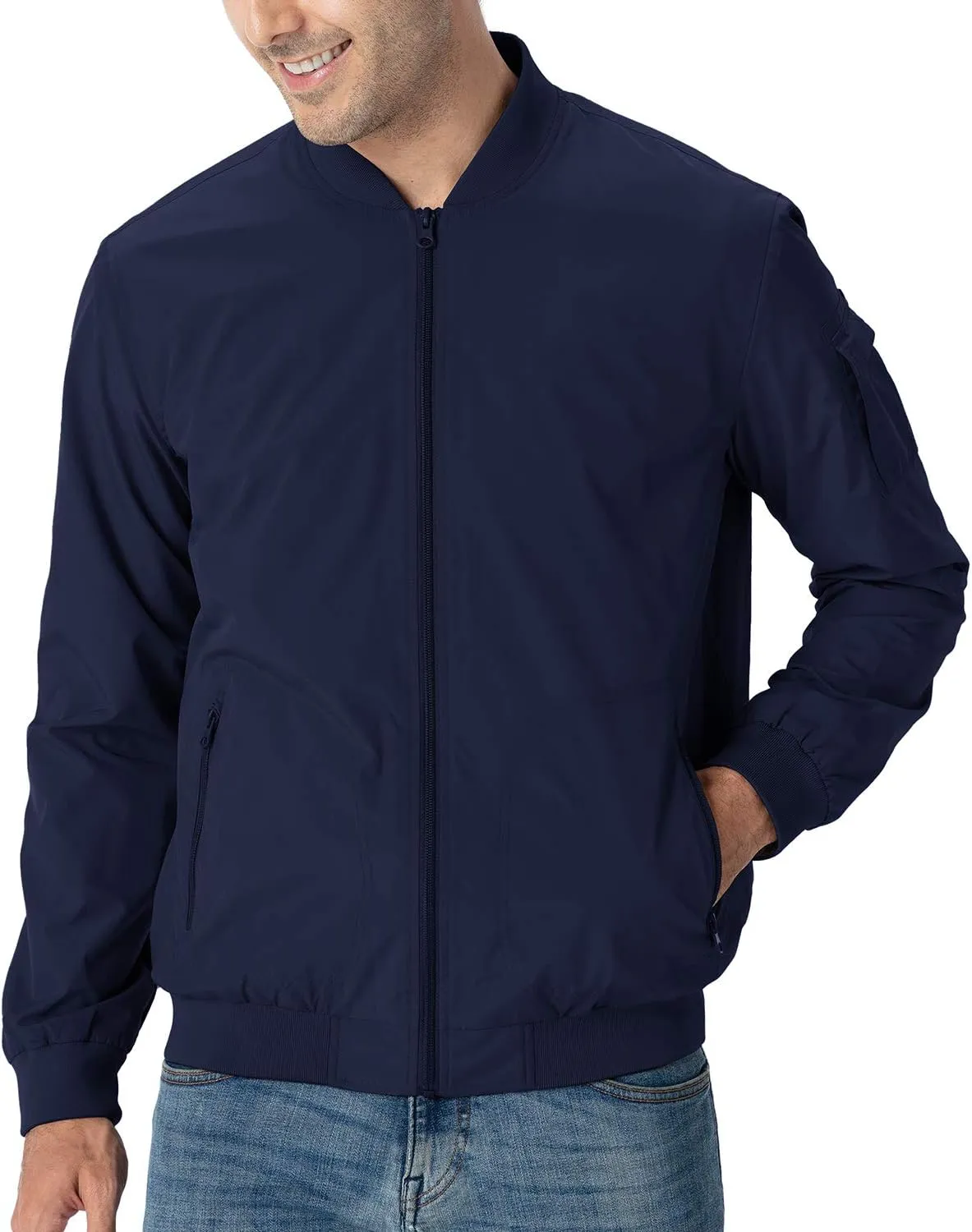 TBMPOY Men's Lightweight Bomber Jackets Light Track Jackets Casual Summer Windbreaker Outdoor Golf Fashion Coat for Men