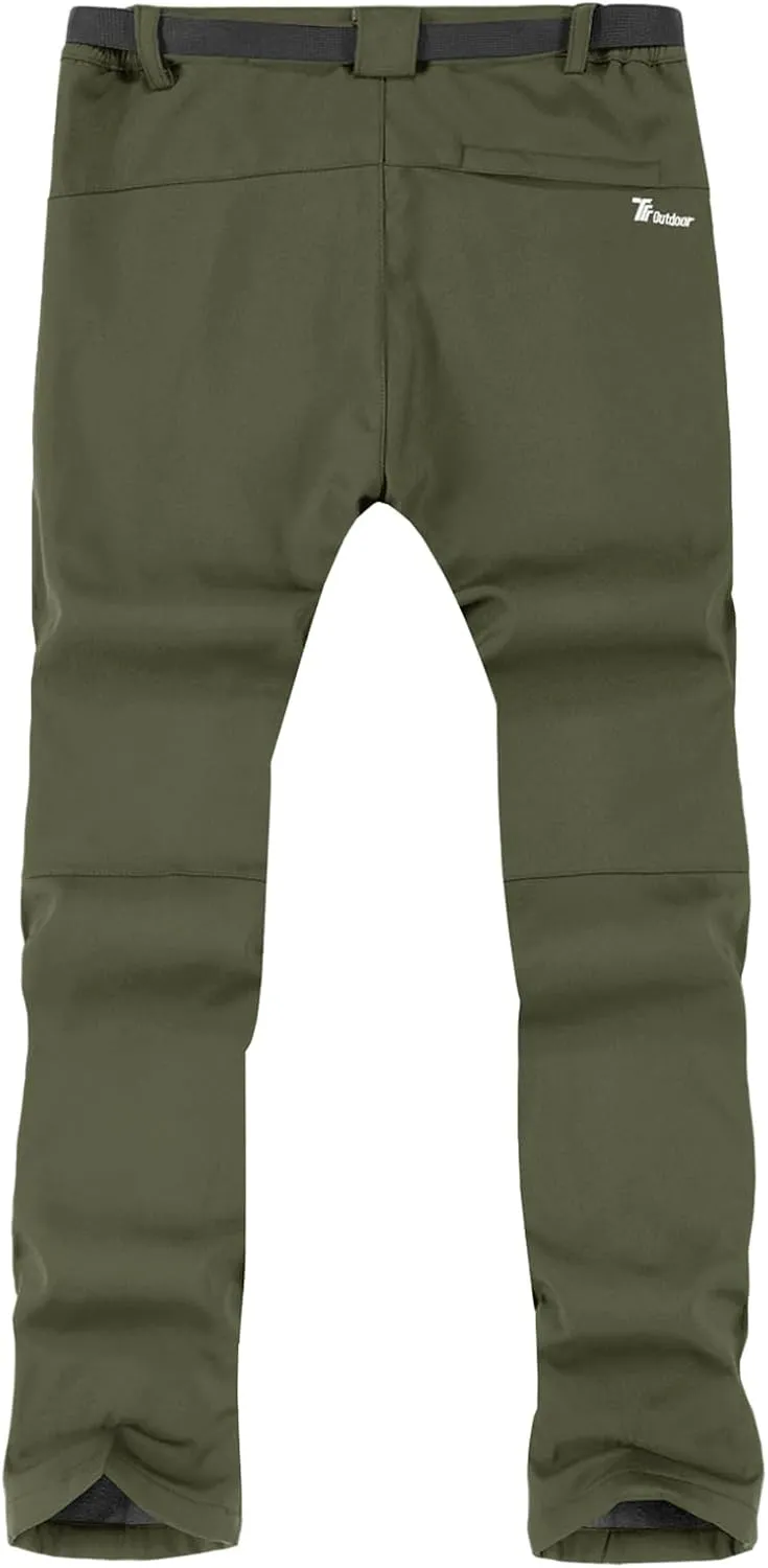 TBMPOY Men's Snow Ski Hiking Pants Waterproof Winter Fleece Lined Pants Camping Skiing Ice Fishing Pants with Belt