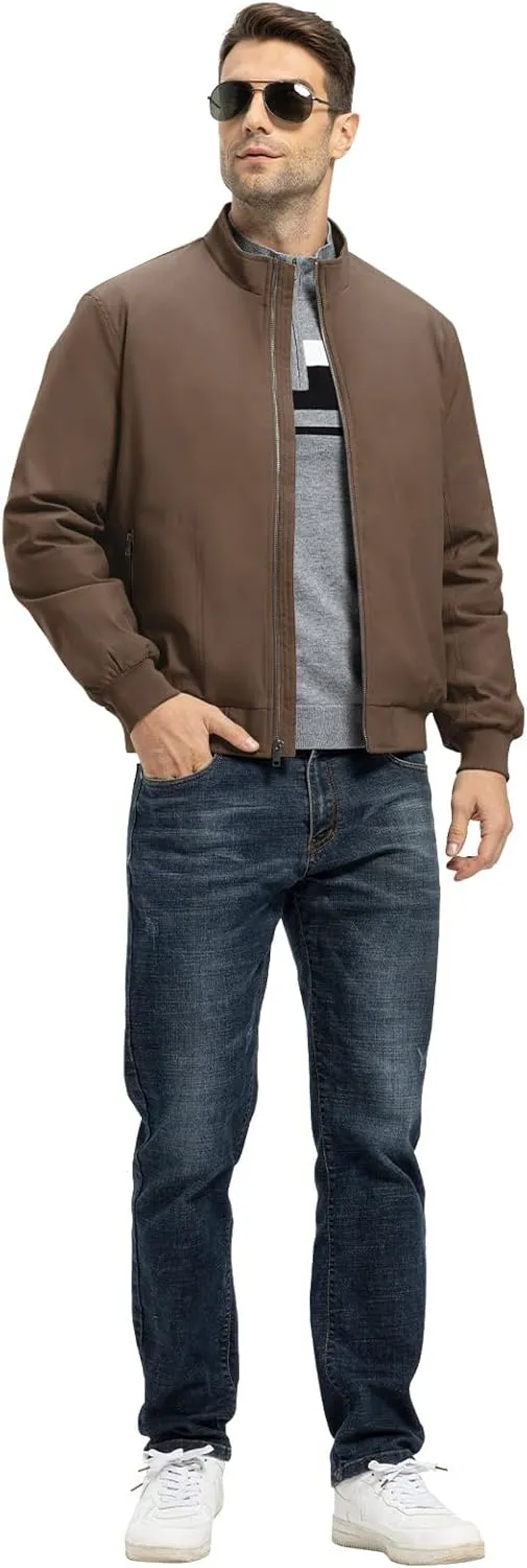 TBMPOY Men's Winter Lightweight Bomber Jackets Water Resistant Fall Casual Windbreakers Quilted Full Zip Windproof Work Coats