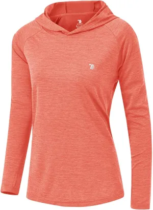 TBMPOY Womens UPF 50  Sun Protection Hoodie Shirt Long Sleeve Fishing Hiking Outdoor UV Shirt Lightweight