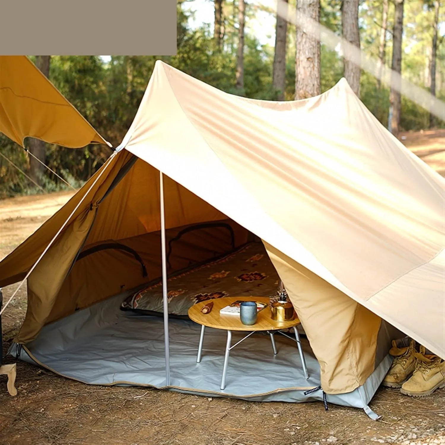 Tent Outdoor Camping Cotton Double Peak Tent Rain-Proof Large Space Breathable Tent (Color : Birch White) (Birch White One Size)