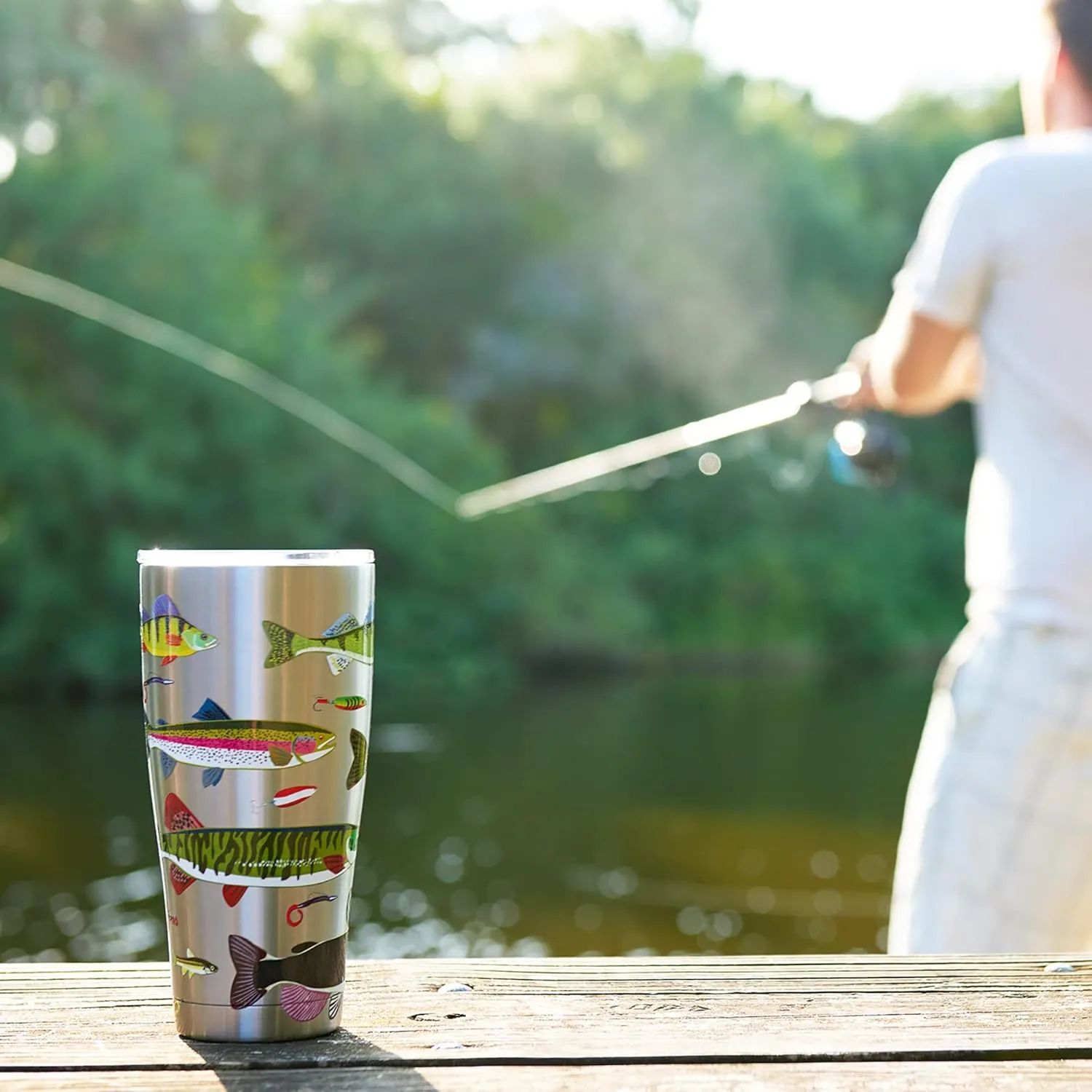Tervis Inkreel - Evening Tides Triple Walled Insulated Tumbler Travel Cup Keeps Drinks Cold & Hot, 20oz Legacy, Stainless Steel