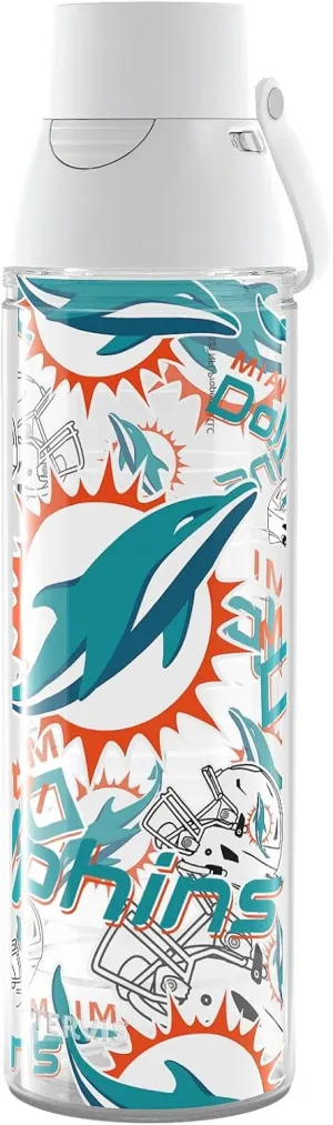 Tervis NFL Miami Dolphins - All Over Made in USA Double Walled Insulated Tumbler Travel Cup Keeps Drinks Cold & Hot, 24oz Venture Lite Water Bottle, Classic