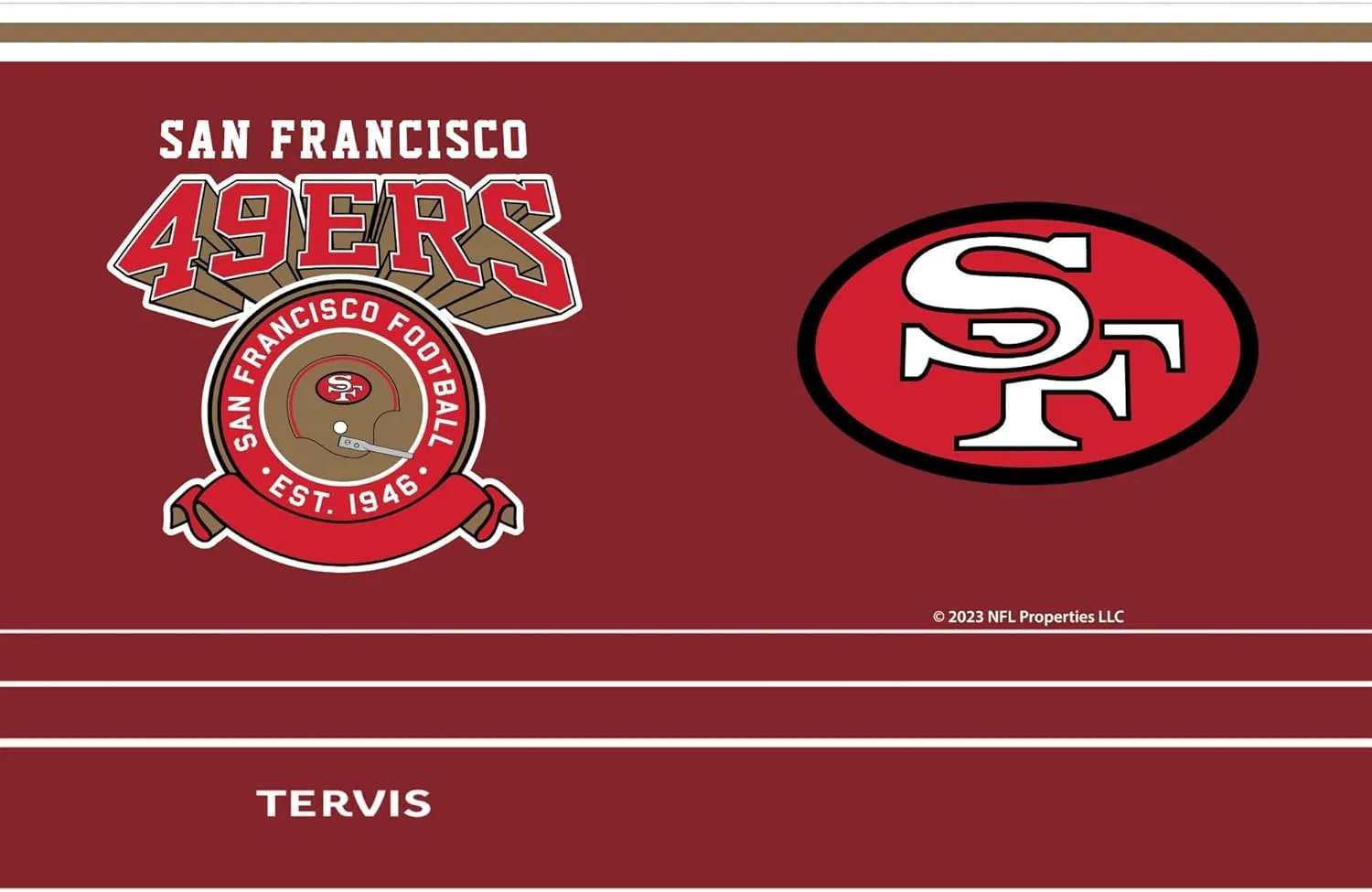 Tervis Traveler NFL San Francisco 49ers - Vintage Triple Walled Insulated Tumbler Travel Cup Keeps Drinks Cold & Hot, 30oz, Stainless Steel
