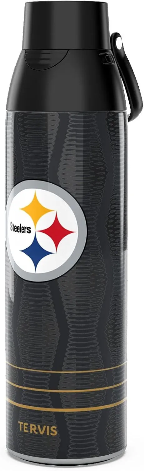 Tervis Venture Water Bottle NFL® Pittsburgh Steelers - Full Speed Triple Walled Insulated Tumbler Travel Cup Keeps Drinks Cold & Hot, 26oz, Stainless Steel
