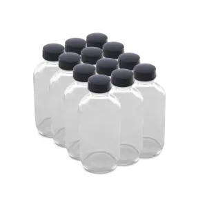 The Bottle Depot - 12 Pack - 8 oz Glass Bottles with Lids - Clear - 28-400 Neck Finish - Boston Round Bottles - UV Rays Protection