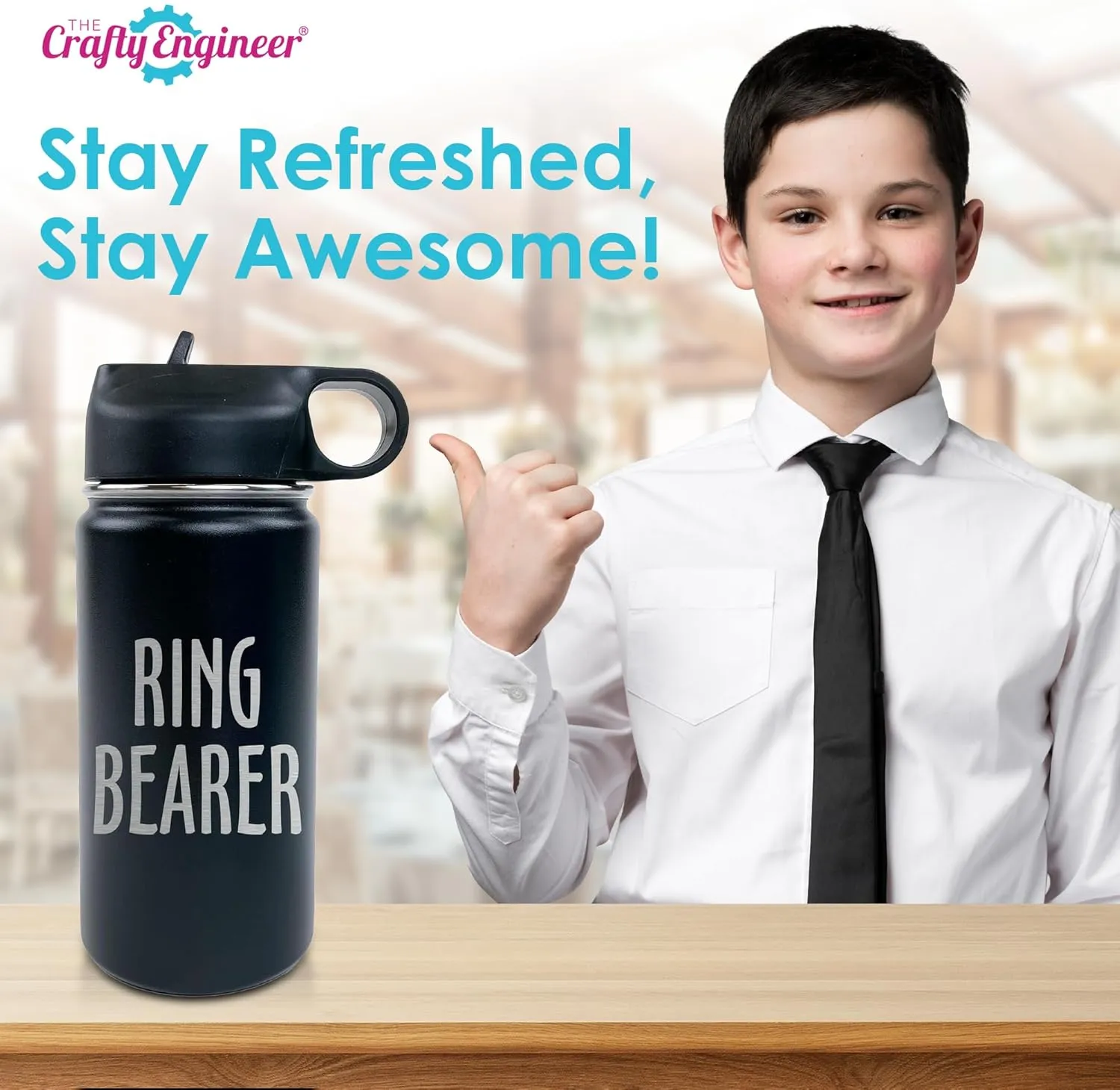 The Crafty Engineer 12 oz Insulated Kids Water Bottle - Green (Flower Theme)