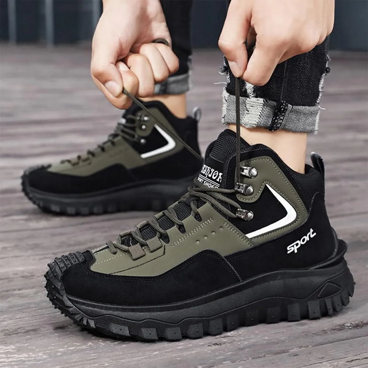 The First Young Shoes Men, Men’s Handmade Premium Leather Slip-On Driving Boots - Arch Support, Non-Slip Sole for Casual
