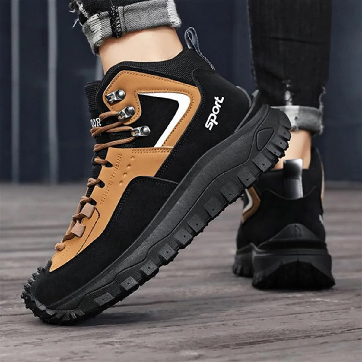 The First Young Shoes Men, Men’s Handmade Premium Leather Slip-On Driving Boots - Arch Support, Non-Slip Sole for Casual
