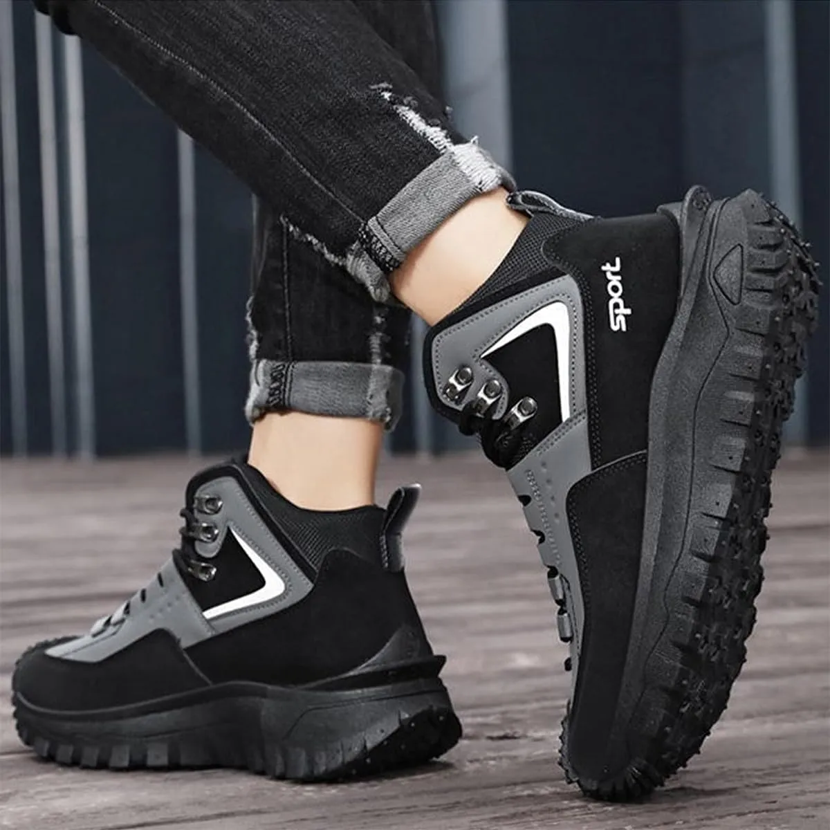 The First Young Shoes Men, Men’s Handmade Premium Leather Slip-On Driving Boots - Arch Support, Non-Slip Sole for Casual
