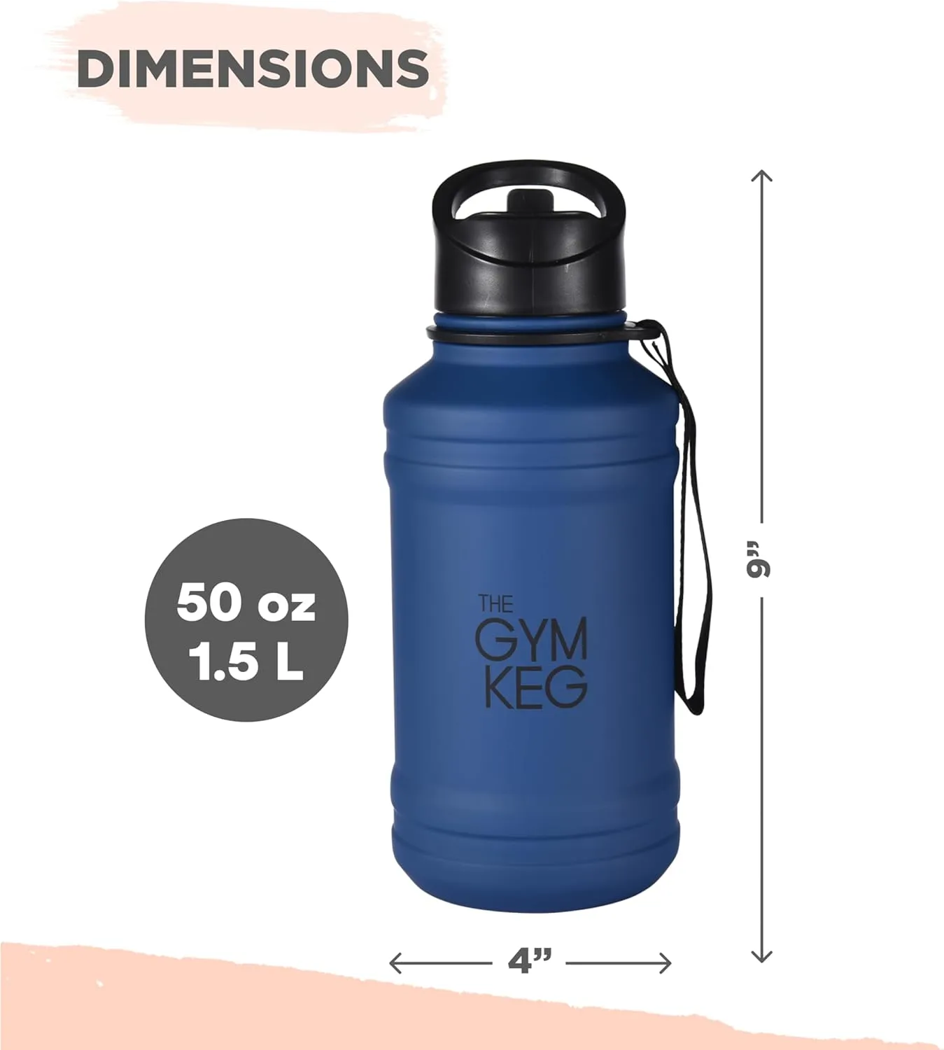THE GYM KEG Stainless Steel Water Bottle - Leak-Proof, Insulated Beverage Container for Hot and Cold Drinks - Durable, Versatile and Kid-Safe - Keg Stainless Steel Bottle - New