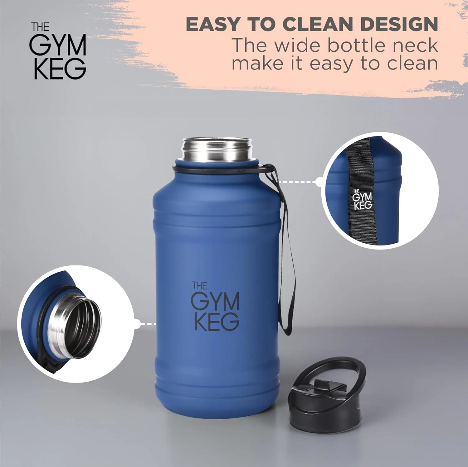 THE GYM KEG Stainless Steel Water Bottle - Leak-Proof, Insulated Beverage Container for Hot and Cold Drinks - Durable, Versatile and Kid-Safe - Keg Stainless Steel Bottle - New