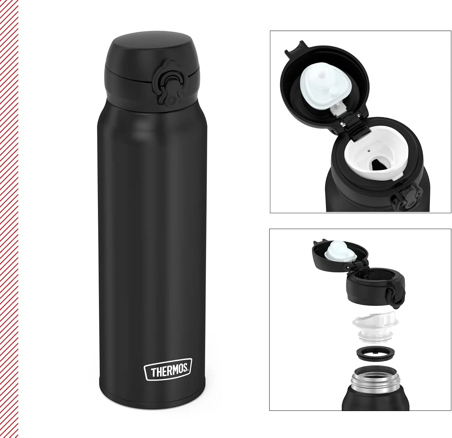THERMOS 4035.232.075 Ultralight Thermos Flask, Black, 750 ml, Extremely Lightweight, 275 g, Drinking Bottle, Dishwasher Safe, Thermos Flask Keeps Hot for 10 Hours, Cold for 20 Hours, BPA-Free
