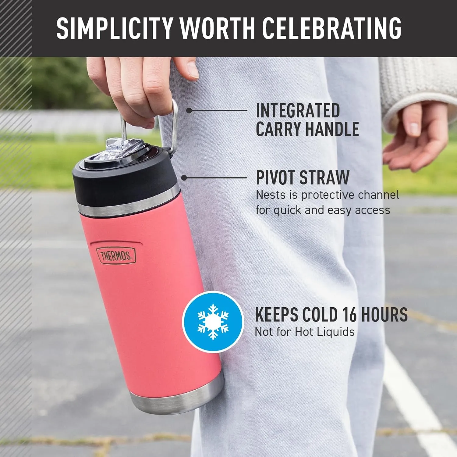 THERMOS ICON SERIES, Insulated Water Bottle with Straw Lid - 18 Ounce, Seafoam - Stainless Steel Vacuum Insulated Water Bottle with Straw Lid