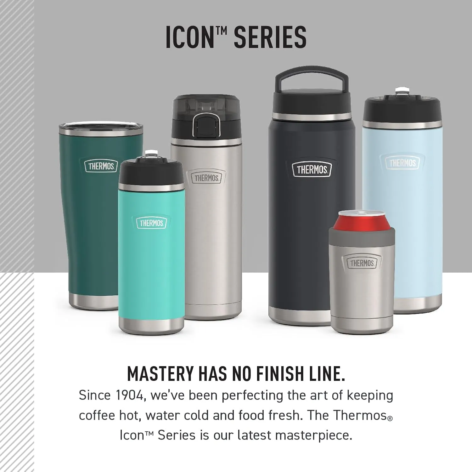 THERMOS ICON SERIES, Insulated Water Bottle with Straw Lid - 18 Ounce, Seafoam - Stainless Steel Vacuum Insulated Water Bottle with Straw Lid