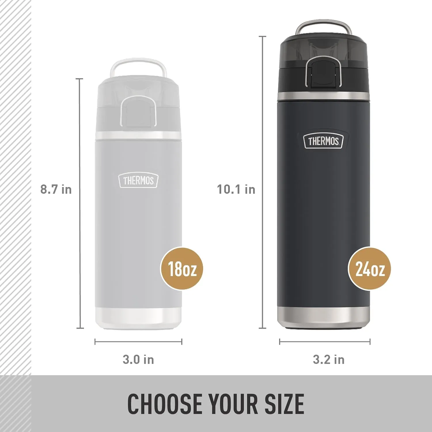 THERMOS ICON SERIES Stainless Steel Water Bottle with Spout - 24 Ounce, Sandstone - Vacuum Insulated Water Bottle with Lid
