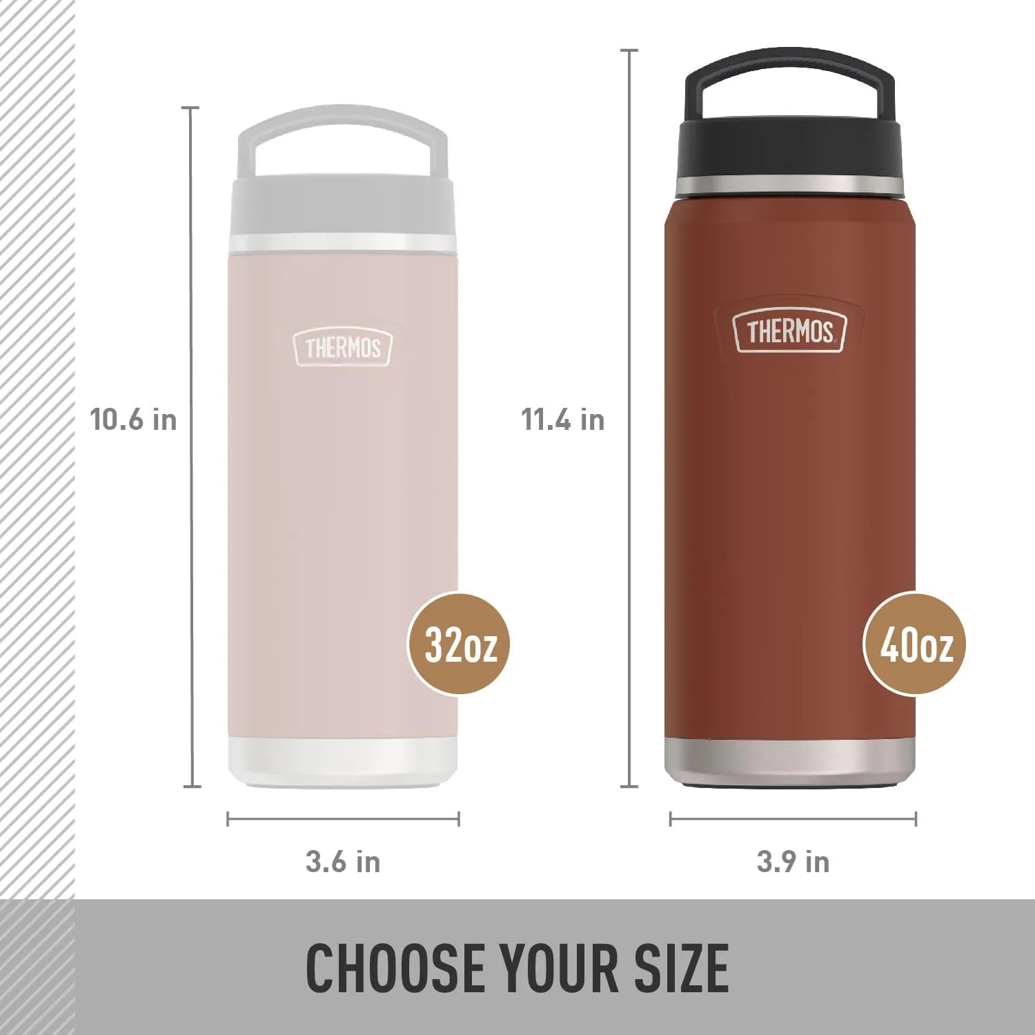 THERMOS ICON SERIES Water Bottle with Screw Top Lid - 40 Ounce, Saddle - Stainless Steel Vacuum Insulated Water Bottle with Lid