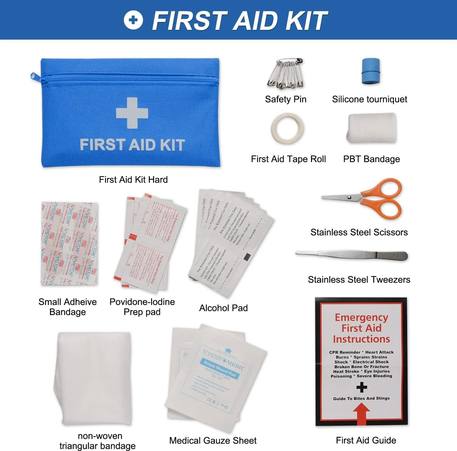 THINKWORK Car Emergency Kit for Teen Boy and Men's Gifts, Blue Emergency Roadside Assistance kit with 10FT Jumper, First Aid Kit, Safety Hammer, Tow Rope, and More Ideal Blue Car Accessories Tool