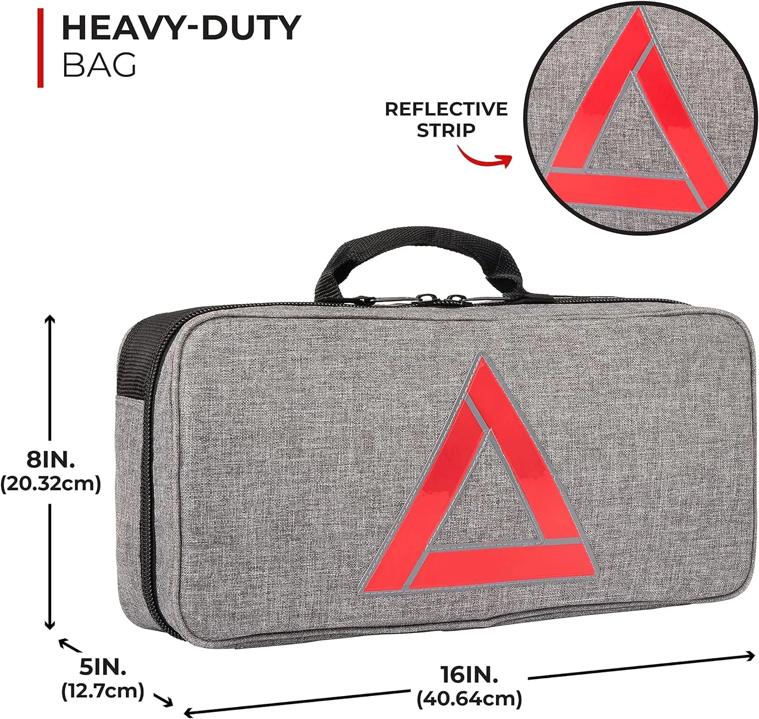 Thrive Emergency Car Kits for Vehicles - Roadside Emergency Car Kit (104 Pieces) - Car Kits for Emergency - Roadside Car Kit with Jumper Cables and Mini First Aid Kit - Gray Bag