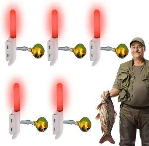 Tiny Glow Sticks, Bell Glow Lamp Pole Accessories, Reusable LED Fishing Alarms Set of 5 for Night Camping Hiking Survival Bonfire Outdoor Activities