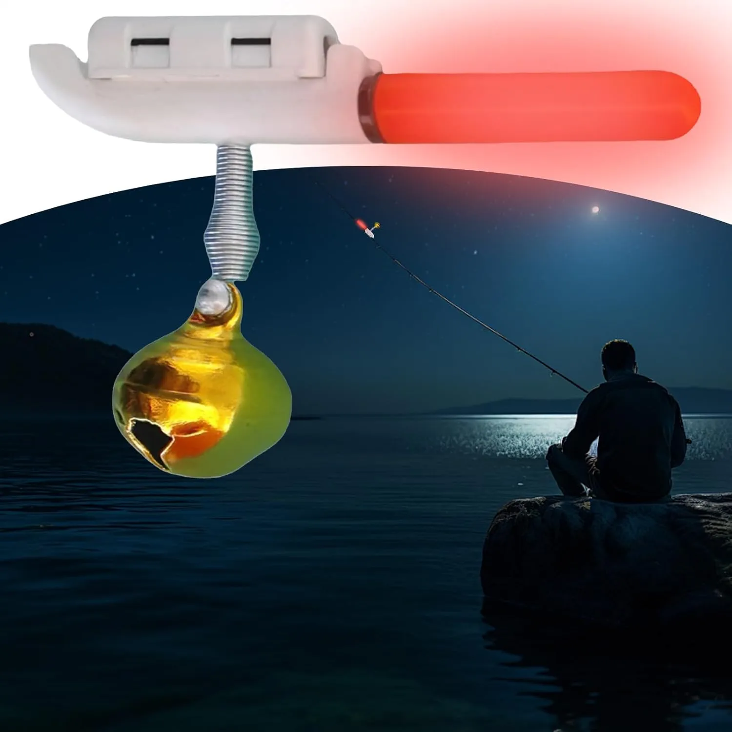 Tiny Glow Sticks, Bell Glow Lamp Pole Accessories, Reusable LED Fishing Alarms Set of 5 for Night Camping Hiking Survival Bonfire Outdoor Activities
