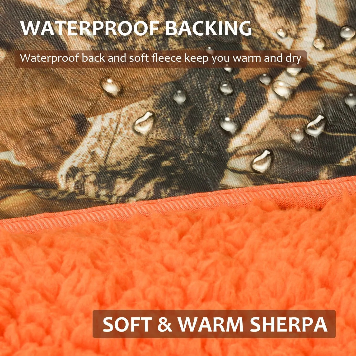 Tirrinia Outdoors Waterproof Camping Blanket,Sherpa Fleece Warm Windproof Soccer Stadium Blanket for Car Football Beach Concerts,51''X 59''