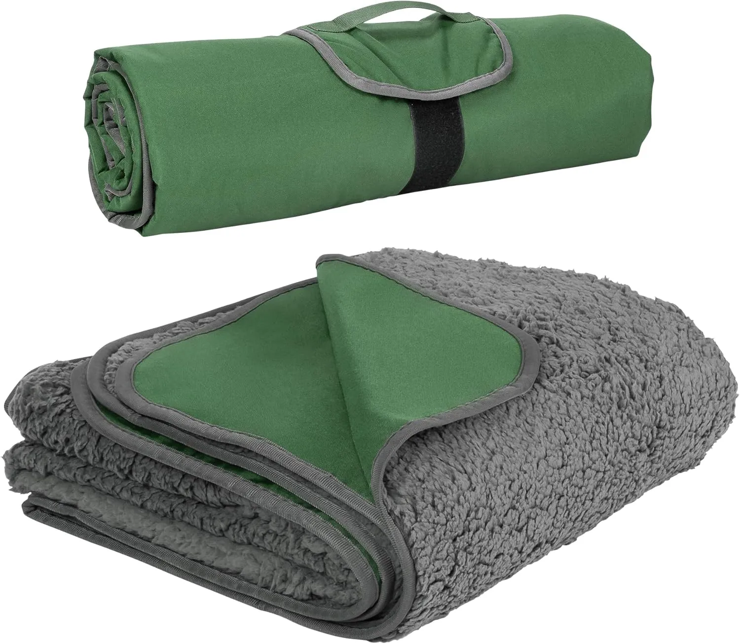 Tirrinia Outdoors Waterproof Camping Blanket,Sherpa Fleece Warm Windproof Soccer Stadium Blanket for Car Football Beach Concerts,51''X 59''