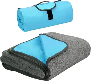 Tirrinia Outdoors Waterproof Camping Blanket,Sherpa Fleece Warm Windproof Soccer Stadium Blanket for Car Football Beach Concerts,51''X 59''