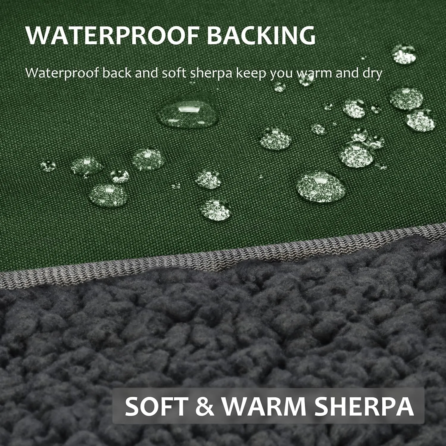 Tirrinia Outdoors Waterproof Camping Blanket,Sherpa Fleece Warm Windproof Soccer Stadium Blanket for Car Football Beach Concerts,51''X 59''