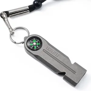 Titanium Emergency Whistle with Keychain and Lanyard, 120dB Loud Sound, Outdoor Survival Locator, Sports Referee Whistle with Compass Function
