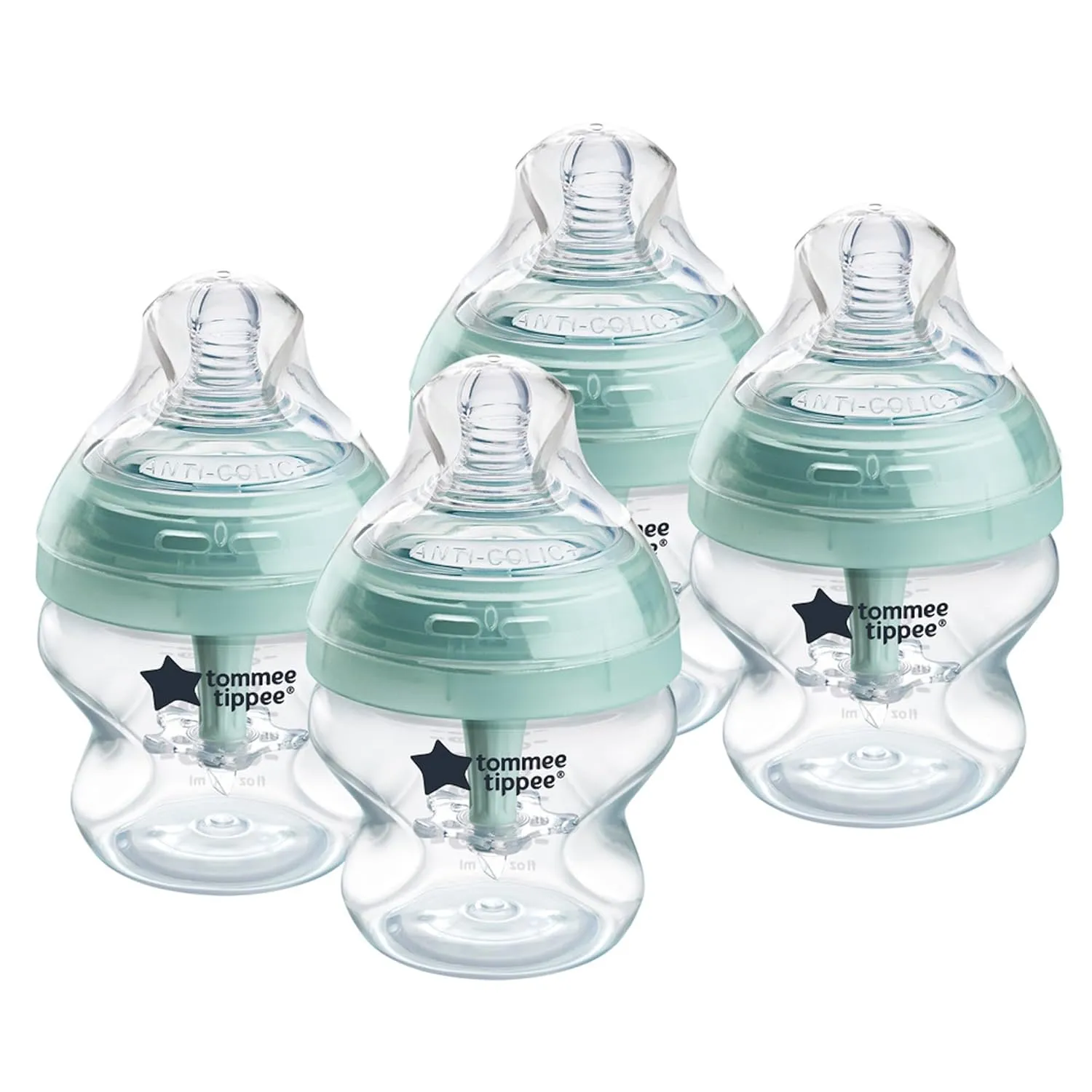 Tommee Tippee Advanced Anti-Colic BPA Free Baby Bottles, Slow Flow Breast-Like Nipple, 5oz, Newborn 0  Months, Special Design Keeps Air Away from Milk and Baby, Pack of 4