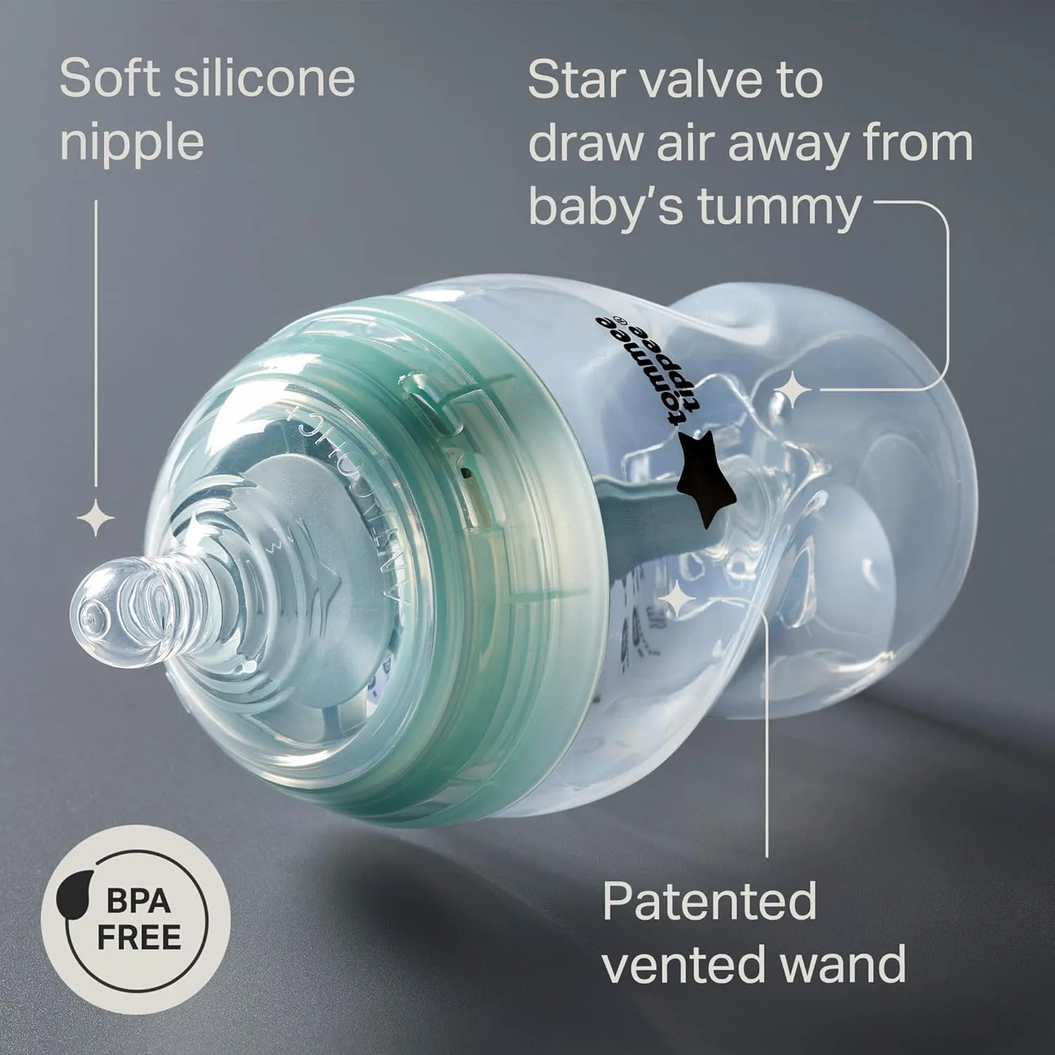 Tommee Tippee Advanced Anti-Colic BPA Free Baby Bottles, Slow Flow Breast-Like Nipple, 5oz, Newborn 0  Months, Special Design Keeps Air Away from Milk and Baby, Pack of 4