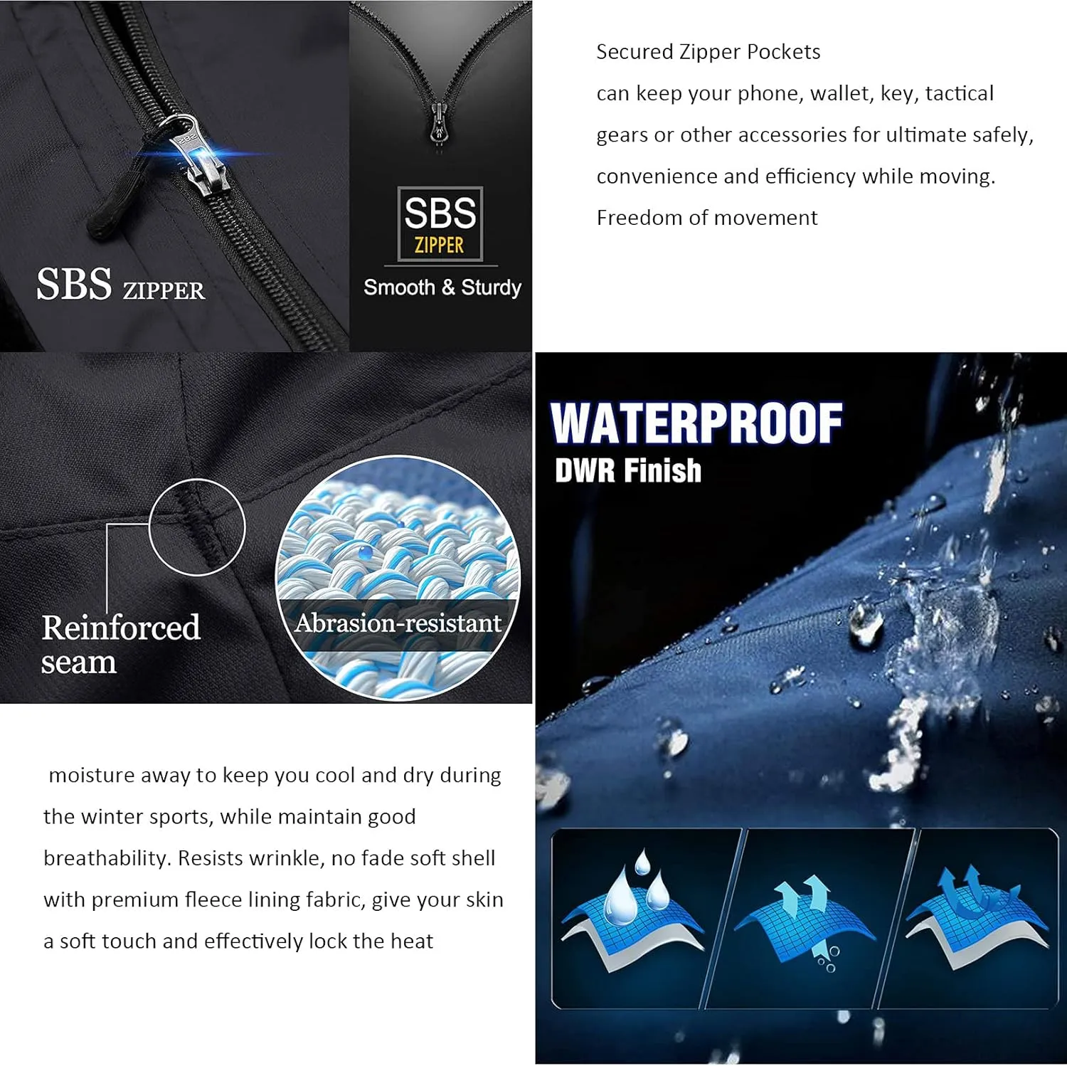 Toomett Snow pants men ski waterproof Hiking Insulated Fleece Lined winter Outdoor softshell cargo pants