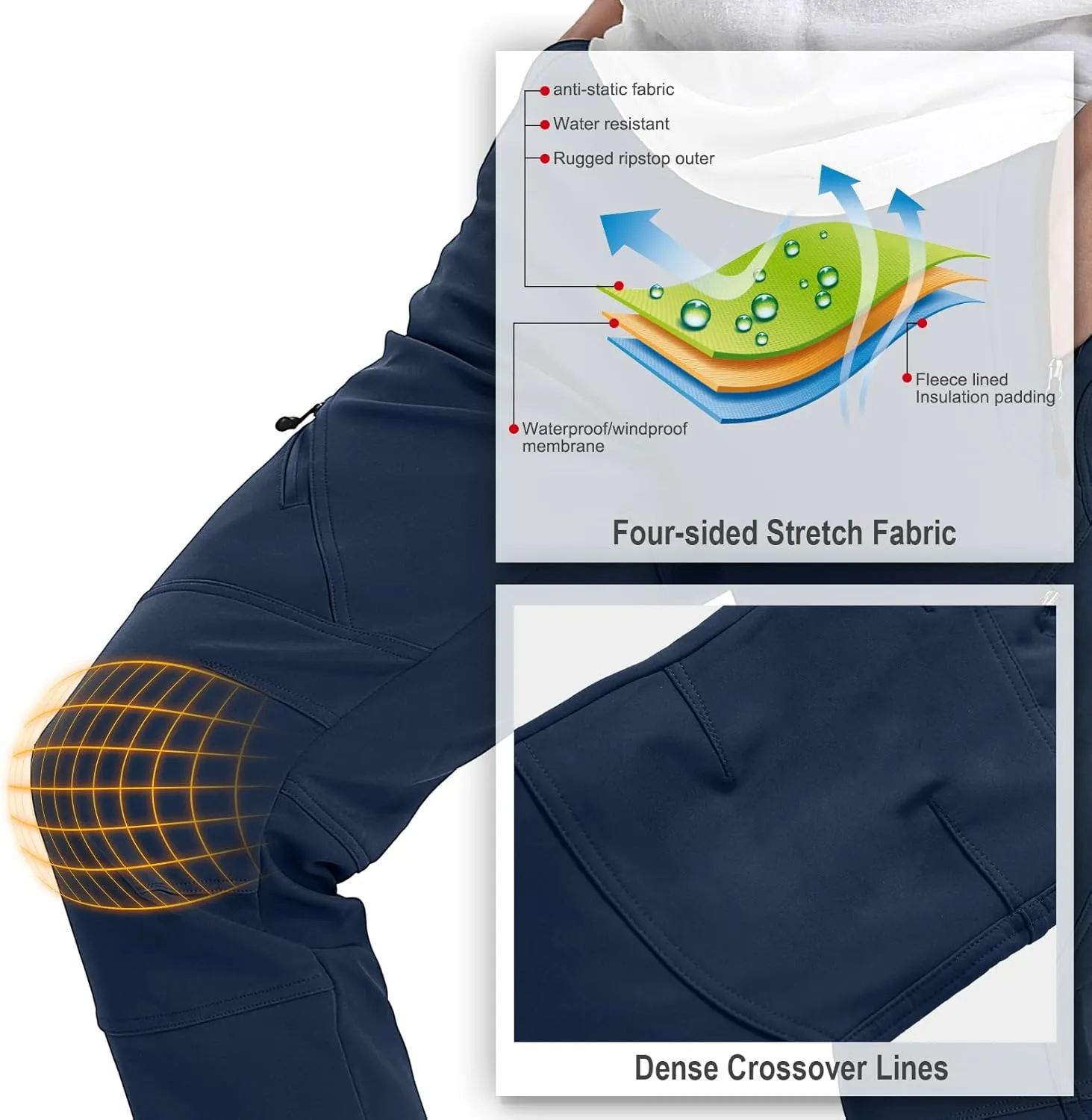 Toomett Snow pants men ski waterproof Hiking Insulated Fleece Lined winter Outdoor softshell cargo pants