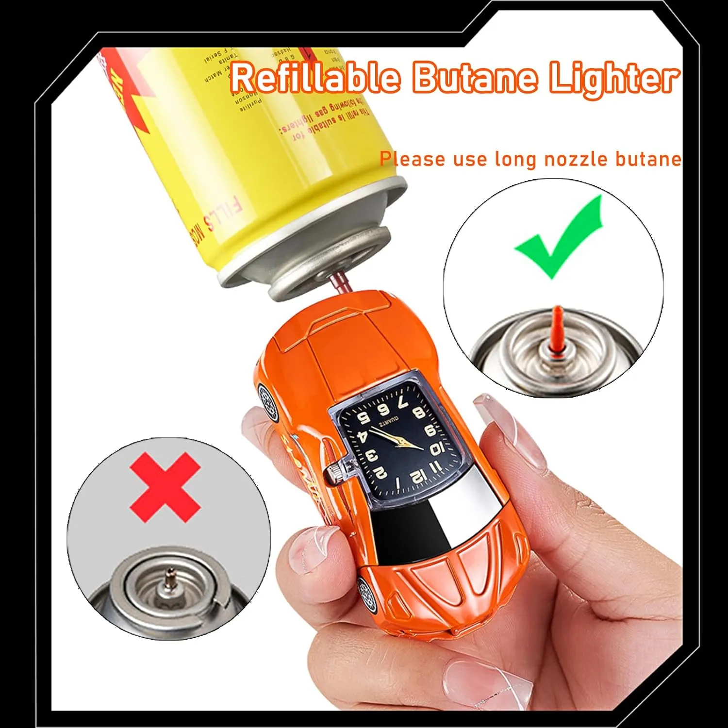 Torch Lighter - Cool Sports Car Design, Windproof Adjustable Jet Flame & Soft Flame, Butane Refillable Dual Flame Lighter, Great Gift for Men & Women (Gas Not Included)-Blue-b