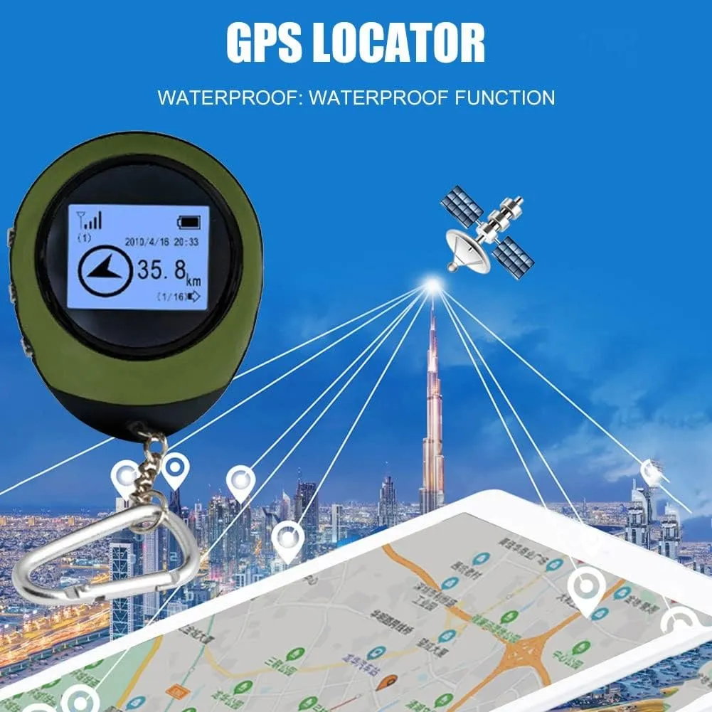 Tracker GPS Navigation Receiver with Buckle Rechargeable for Forest Tourism Hiking Compass Device Locator Recorder Tool