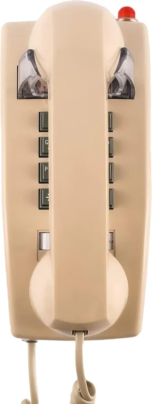 Traditional Wall Phone Metal Bell,Classic 2554 Wall Telephone (Hearing Aid Compatible),Retro Wall Phone for Landline Visible Ringing Indicator, Old Wall Mount Telephone for Kitchen,Home,Beige