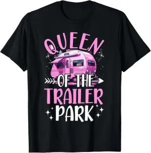 Trailer Park Queen Funny Camping Pink Trailer Caravan T-Shirt