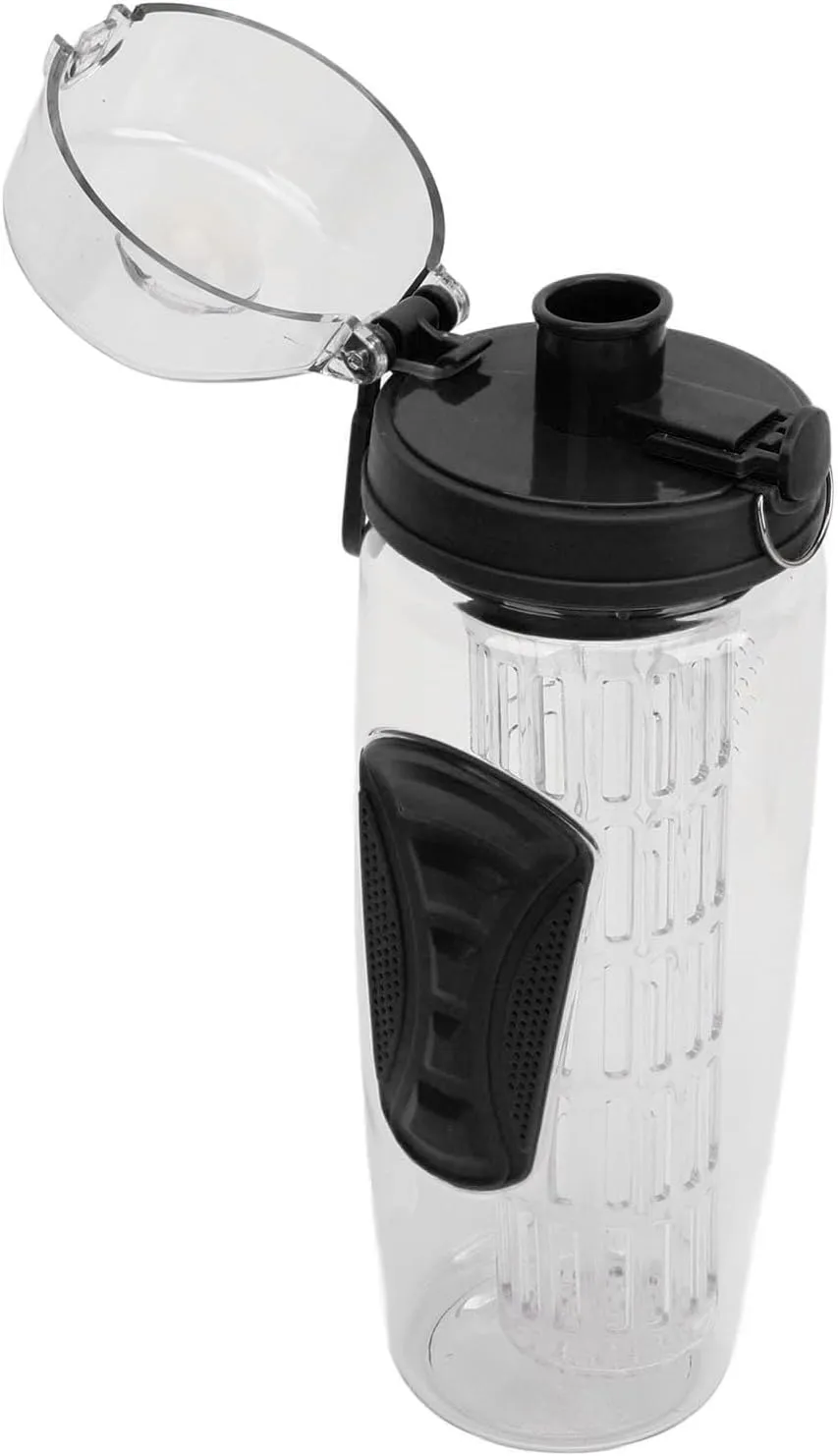 Travel Fruit Infuser Water Bottle, Reusable Fruit Infusion Sports Bottle Large Capacity for Hiking (Black)