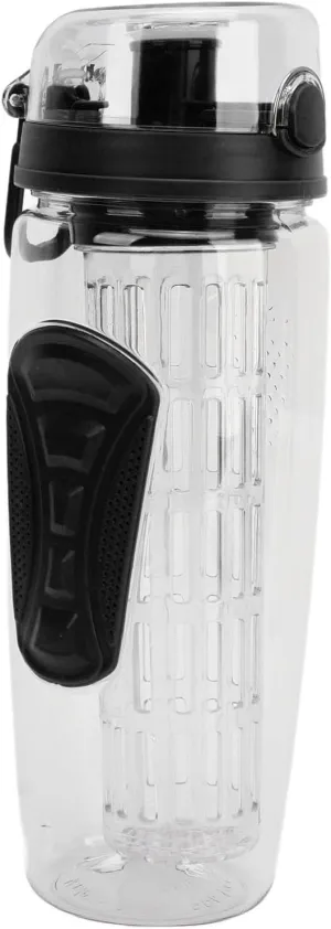Travel Fruit Infuser Water Bottle, Reusable Fruit Infusion Sports Bottle Large Capacity for Hiking (Black)
