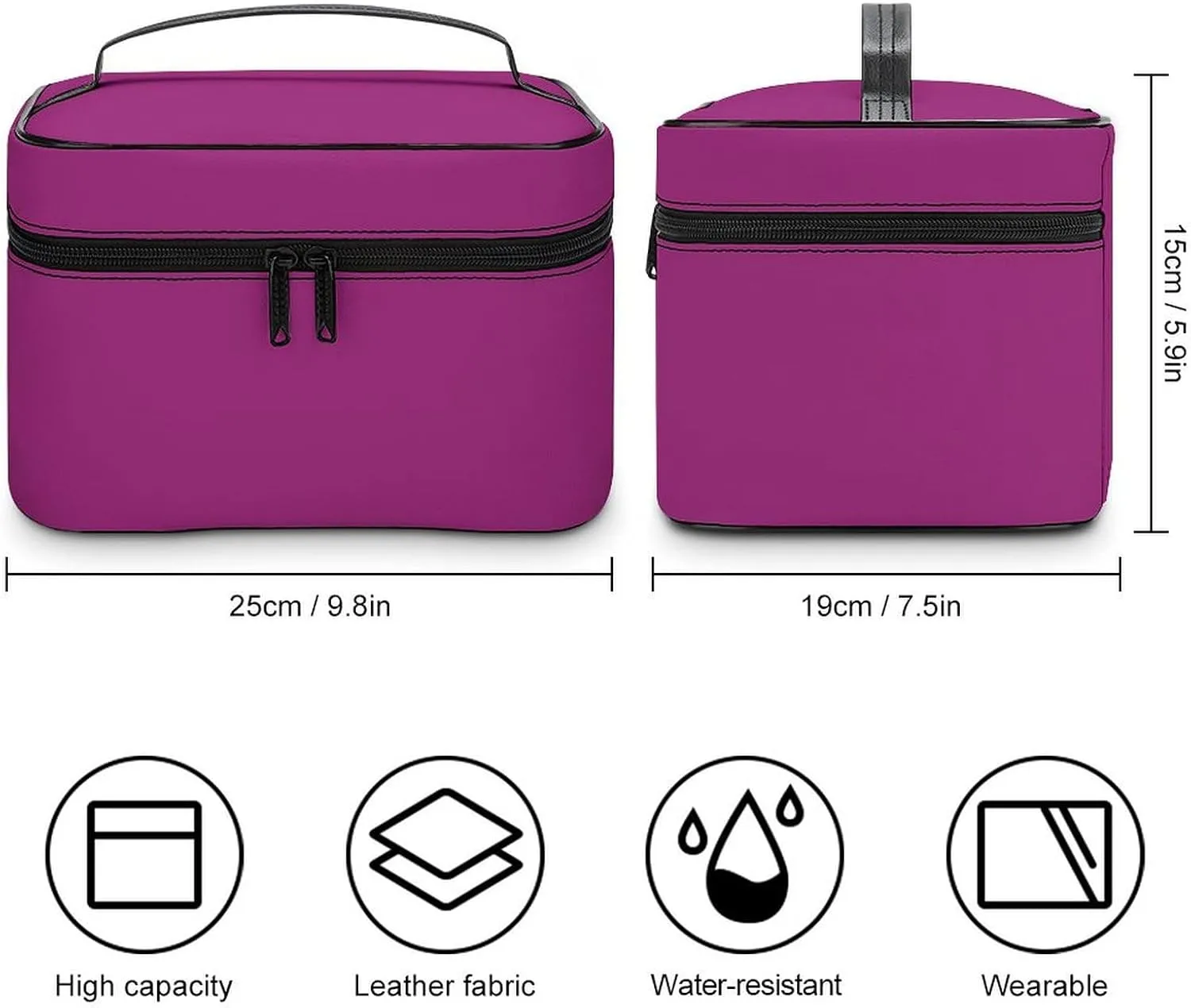 Travel Makeup Bag, Dark Pink Cosmetic Bags for Women Large Capacity Waterproof Toiletry Bag Make up Organizer