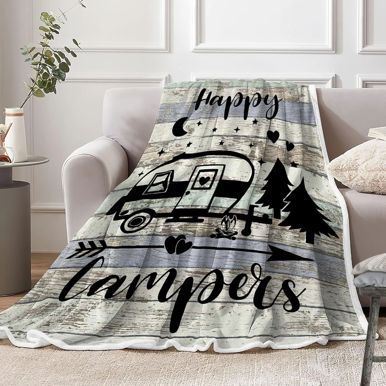 Travel Throw Blanket,Outdoor Throw Blanket, Camping Blanket for Women Men Kids Adults, Blankets Gift for Camping Lovers, Camping Decor for Bedding RV Campsite Hiking, 60X80