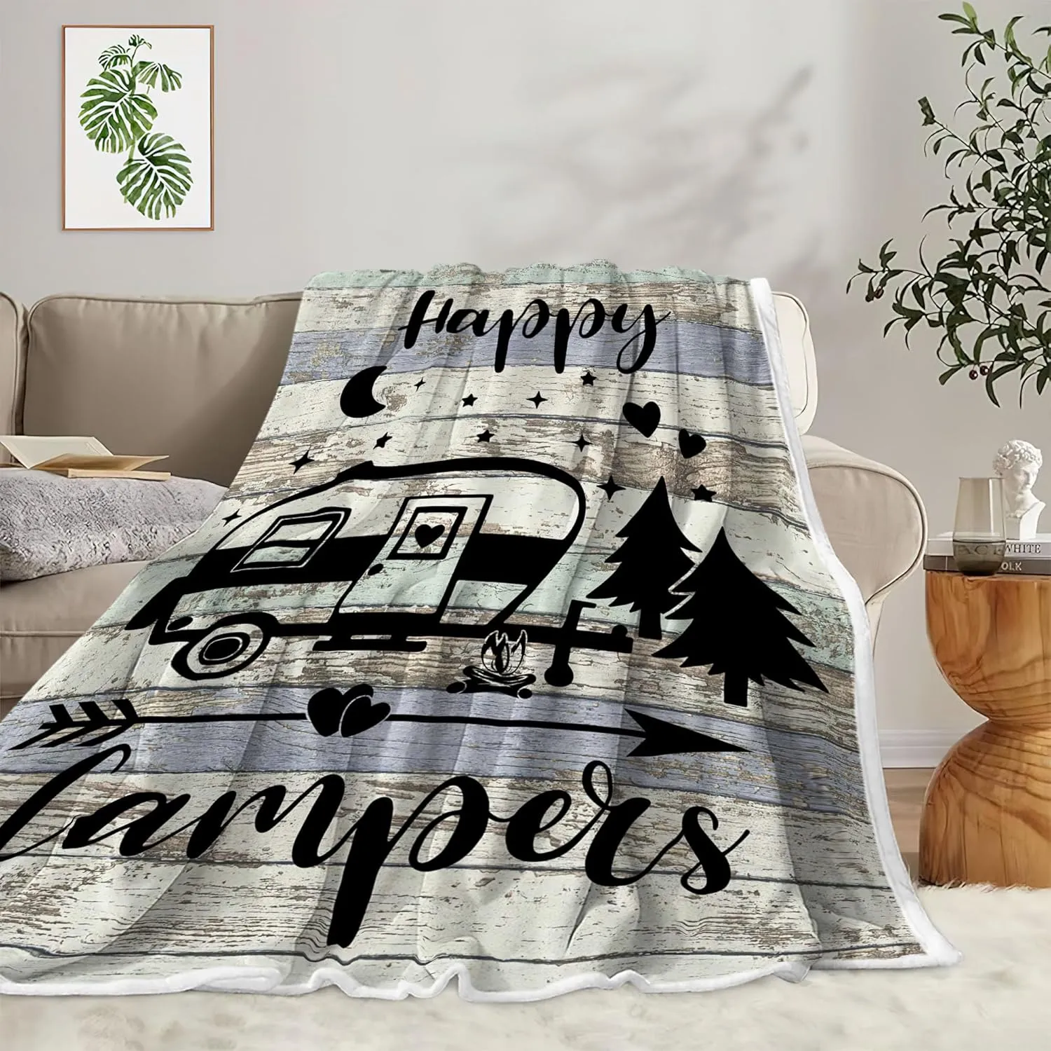 Travel Throw Blanket,Outdoor Throw Blanket, Camping Blanket for Women Men Kids Adults, Blankets Gift for Camping Lovers, Camping Decor for Bedding RV Campsite Hiking, 60X80