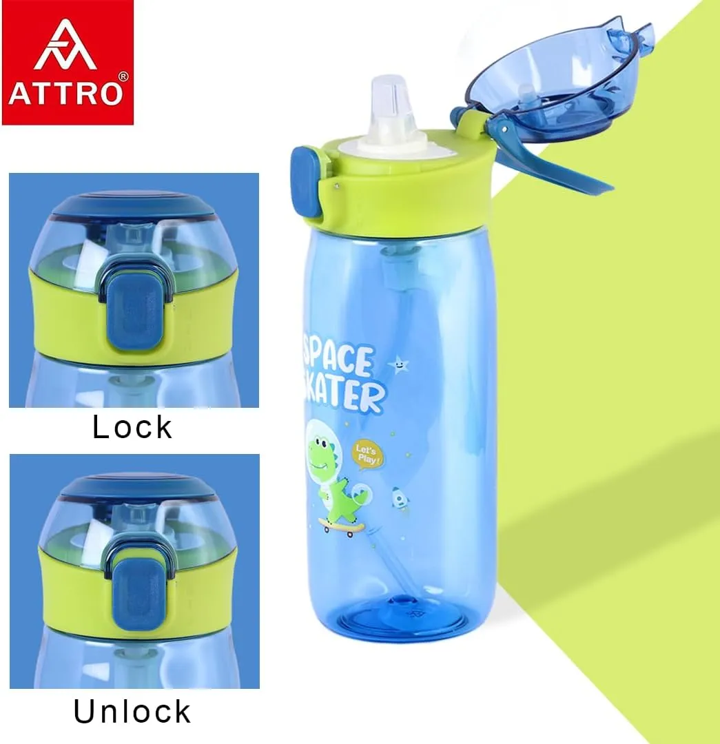 Trendy 630ml Sipper Plastic Bottle Come with Space Eye-Catching Print Stylish & Functional Easy to Carry with Handle Food Grade,Leakproof-Ideal for Office,School,Outdoor-Skater Blue
