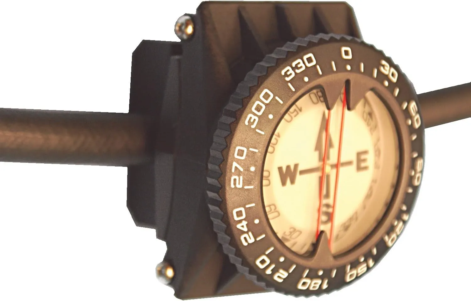 Trident Luminous Compass with Side View Windows and Clip On Hose Mount