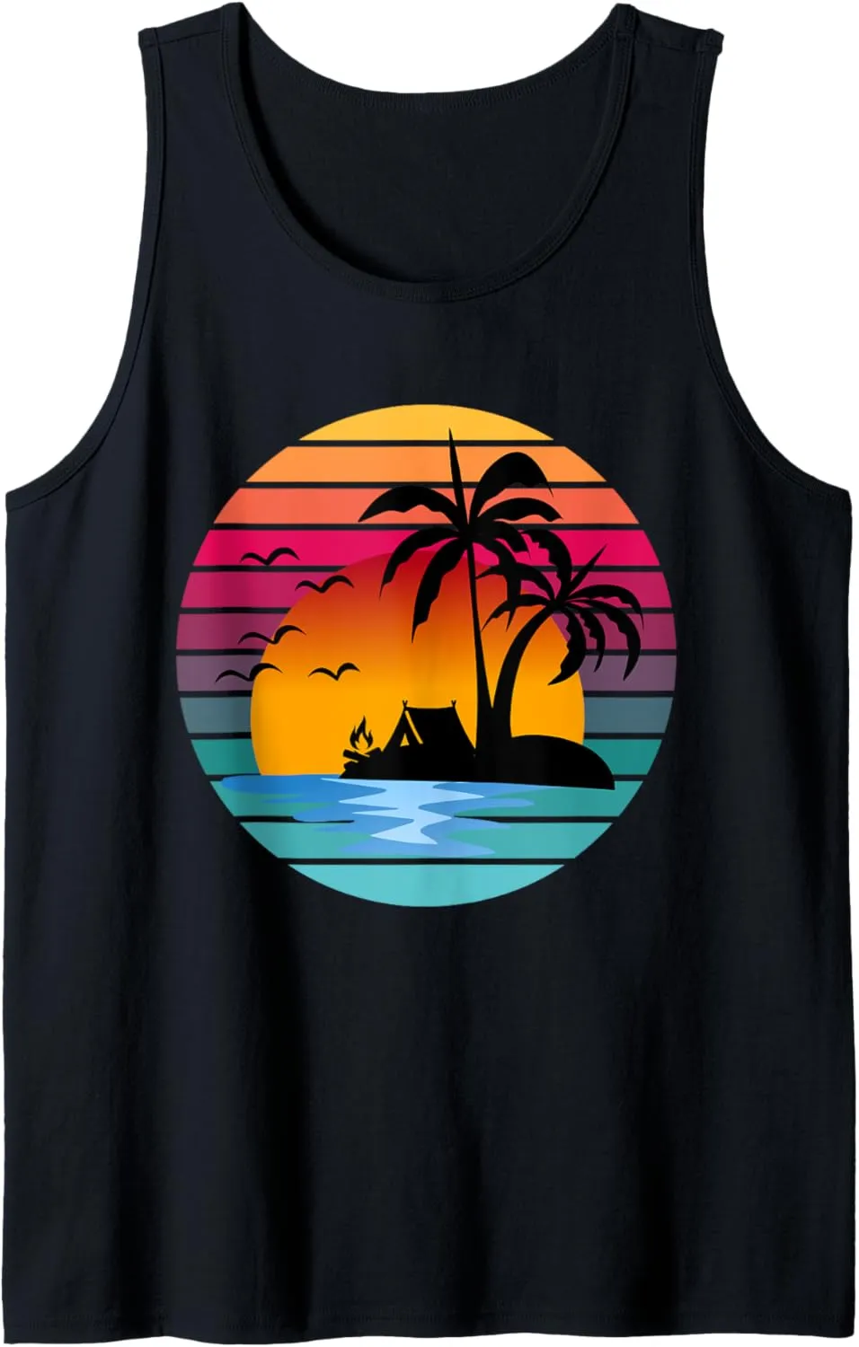 Tropical Island Sunset Camping Graphic - for campers & beach Tank Top
