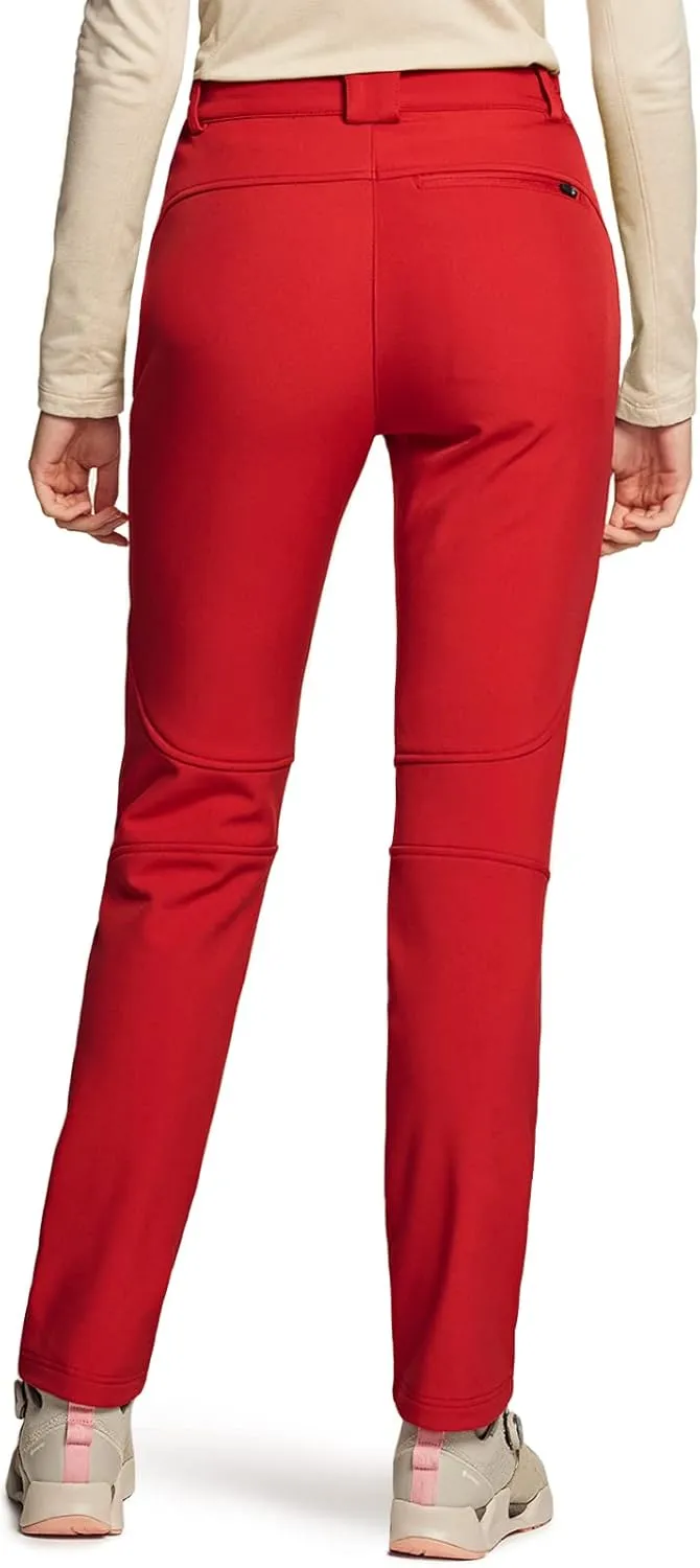 TSLA Women's Softshell Winter Snow Ski Pants, Fleece Lined Waterproof Hiking Pants, Insulated Work Outdoor Pants